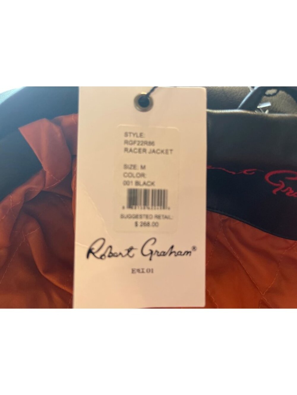 Robert Graham Men's Black Vegan Leather Moto Jacket - New with Tags, Size Medium - Picture 4 of 5